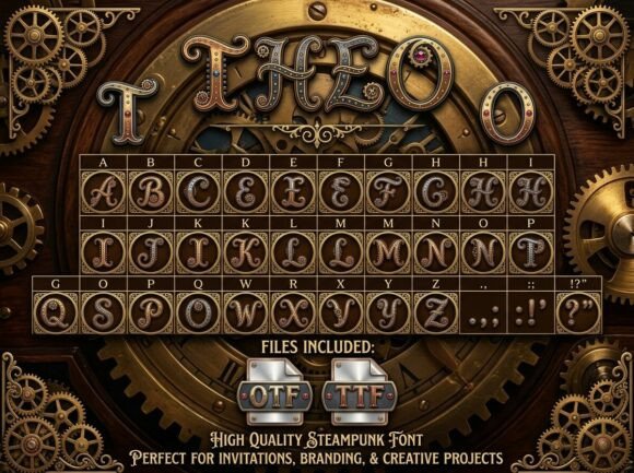 Theo: A Steampunk Display Font for Scroll-Stopping Campaigns